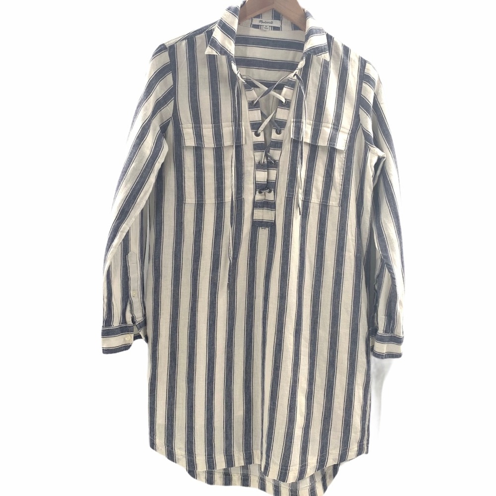 Madewell Striped Linen Blend Shirt Dress - Picture 5 of 15